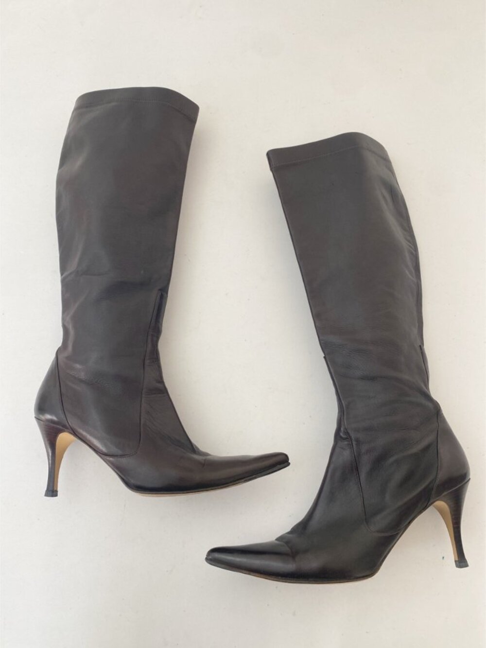 Vintage Cole Haan Boots w Heel Shoes Brown Pointed Toe